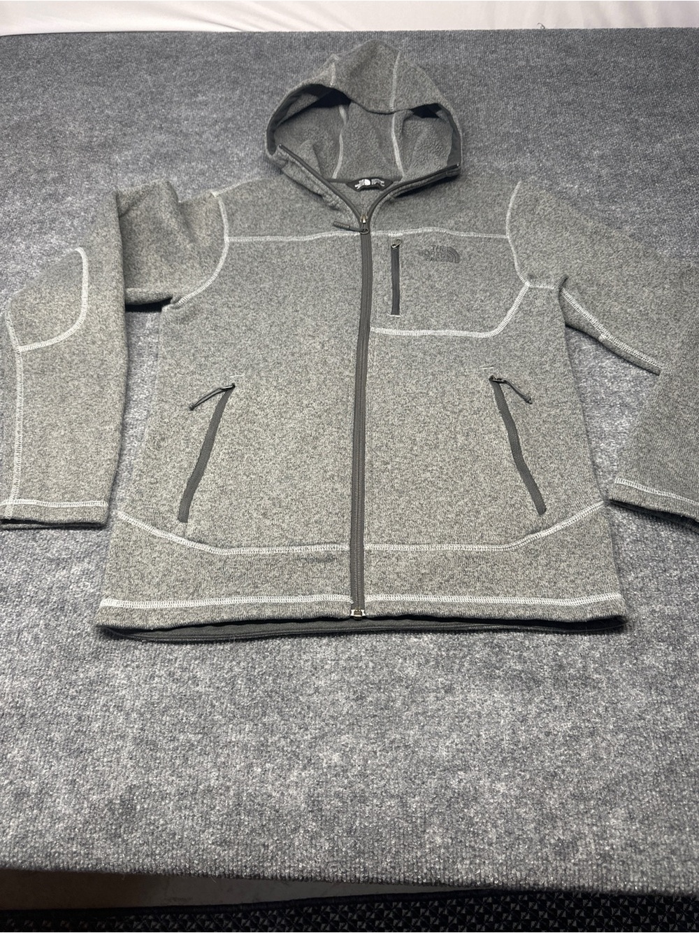 The North Face Gray Hooded Full-Zip Kids Jacket